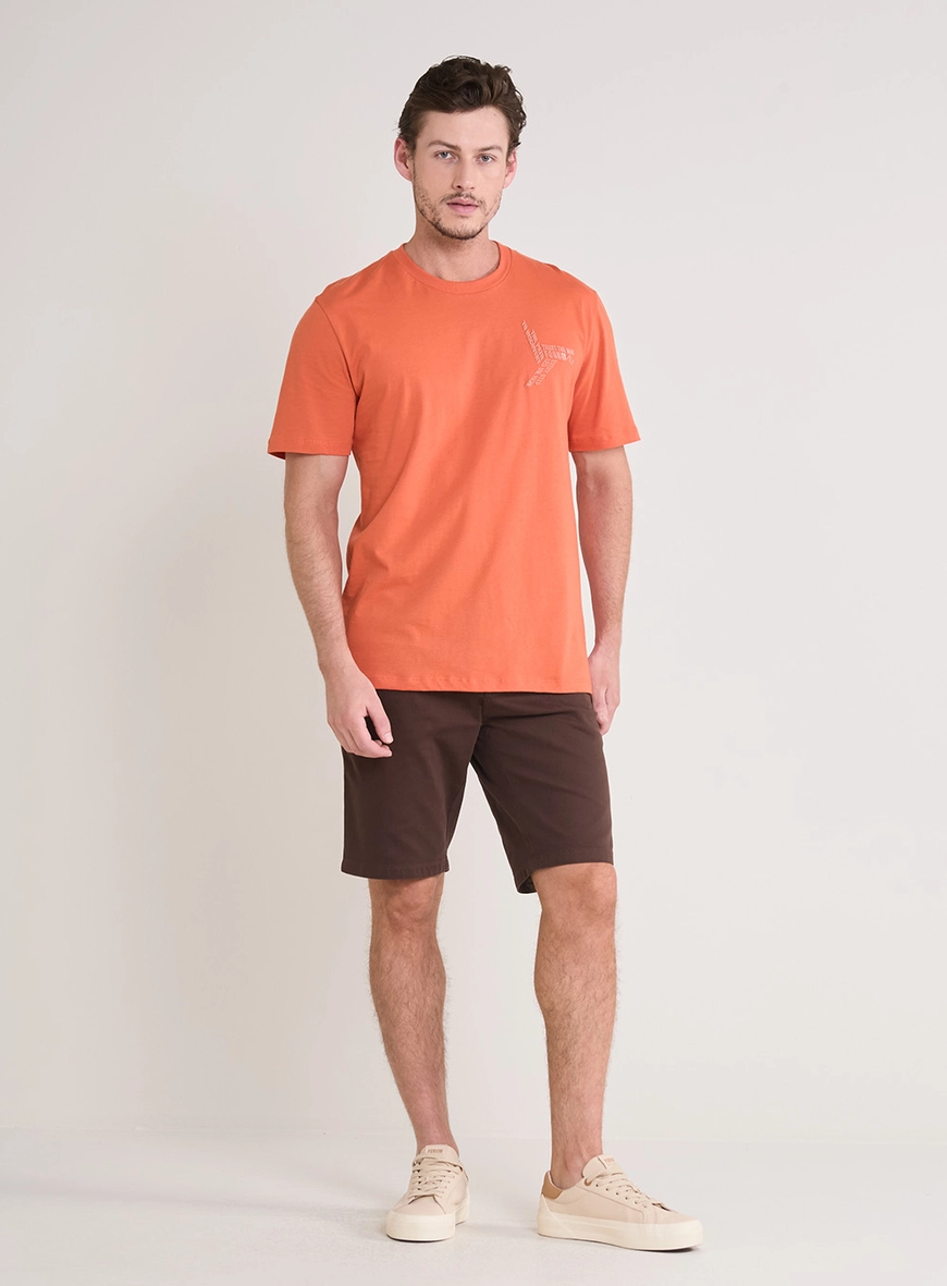 Camiseta Masculina New Box Com Detalhe Laranja
