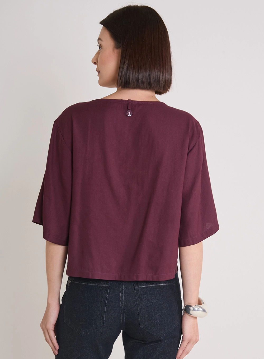 Blusa Solta Com Manga Ampla Bordô 4