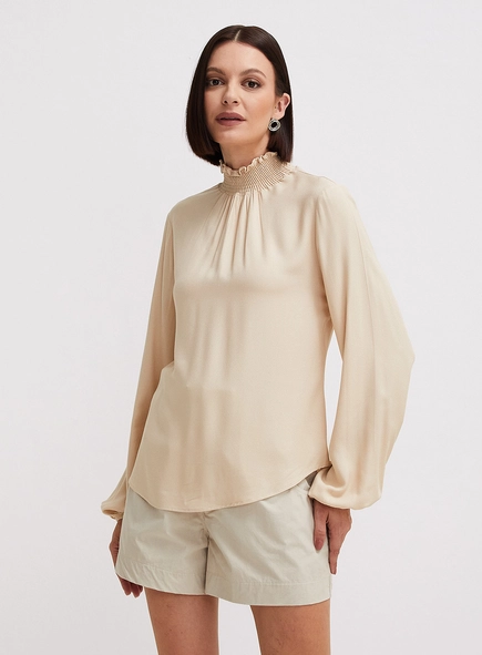 Blusa Reta Manga Longa Gola Alta