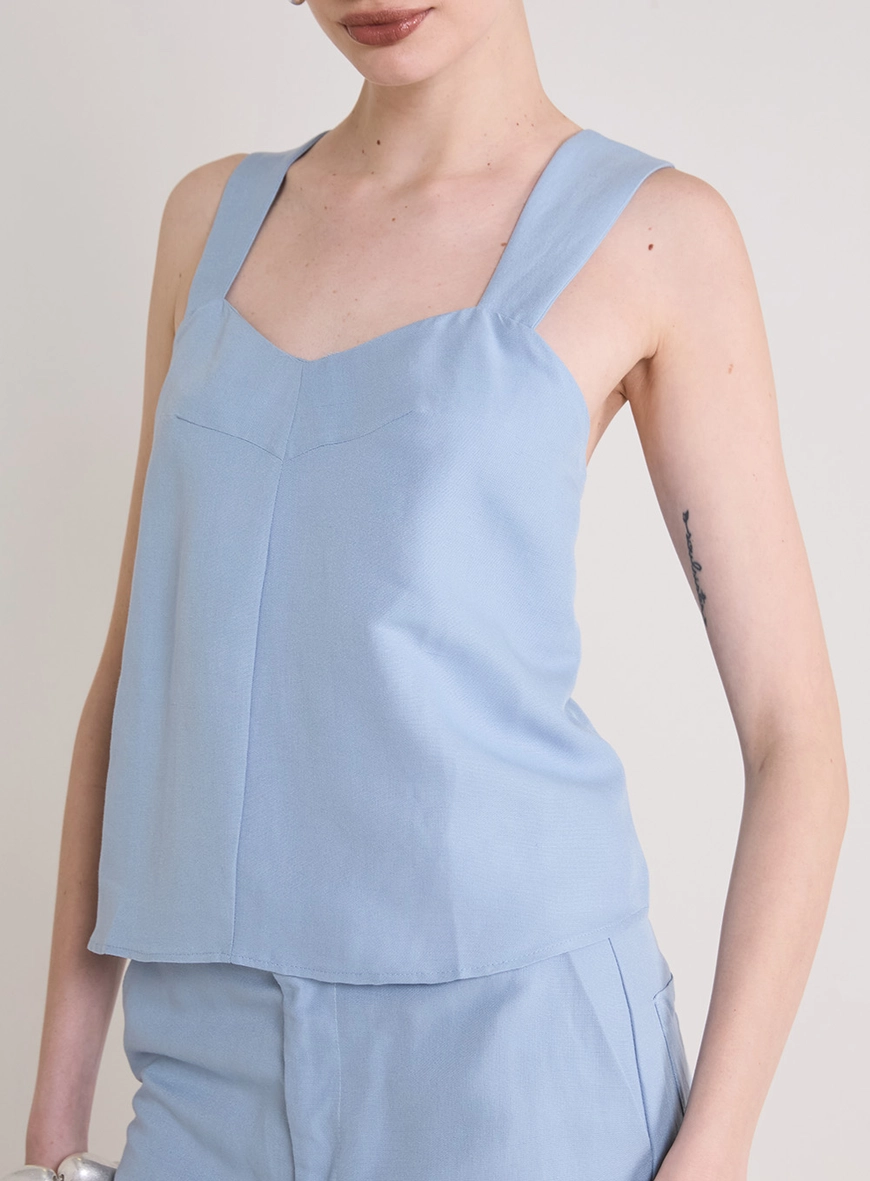 Blusa Justa Alça Larga Azul
