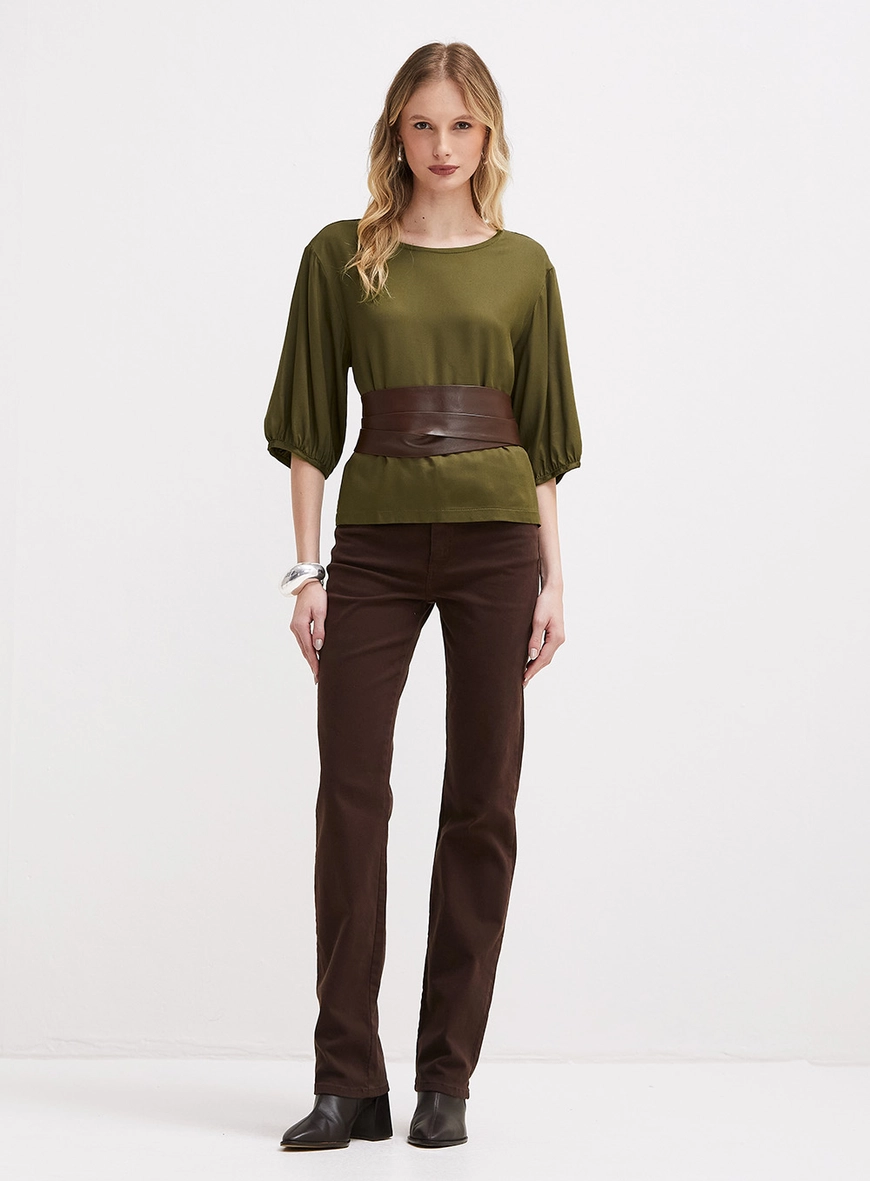 Blusa Solta Ampla Mangas Bufantes Verde