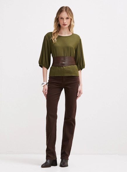 Blusa Solta Ampla Mangas Bufantes