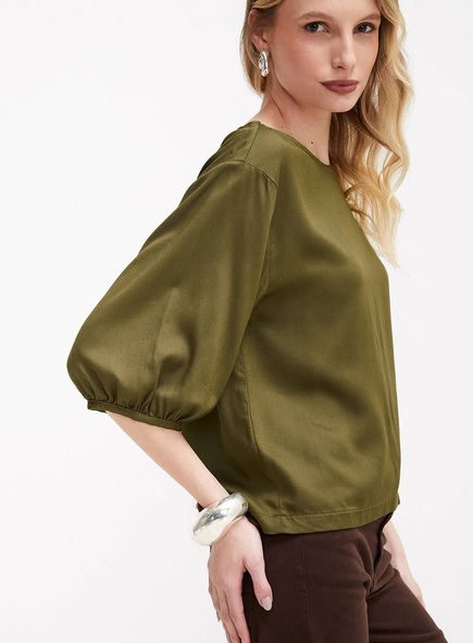 Blusa Solta Ampla Mangas Bufantes