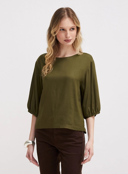 Blusa Solta Ampla Mangas Bufantes