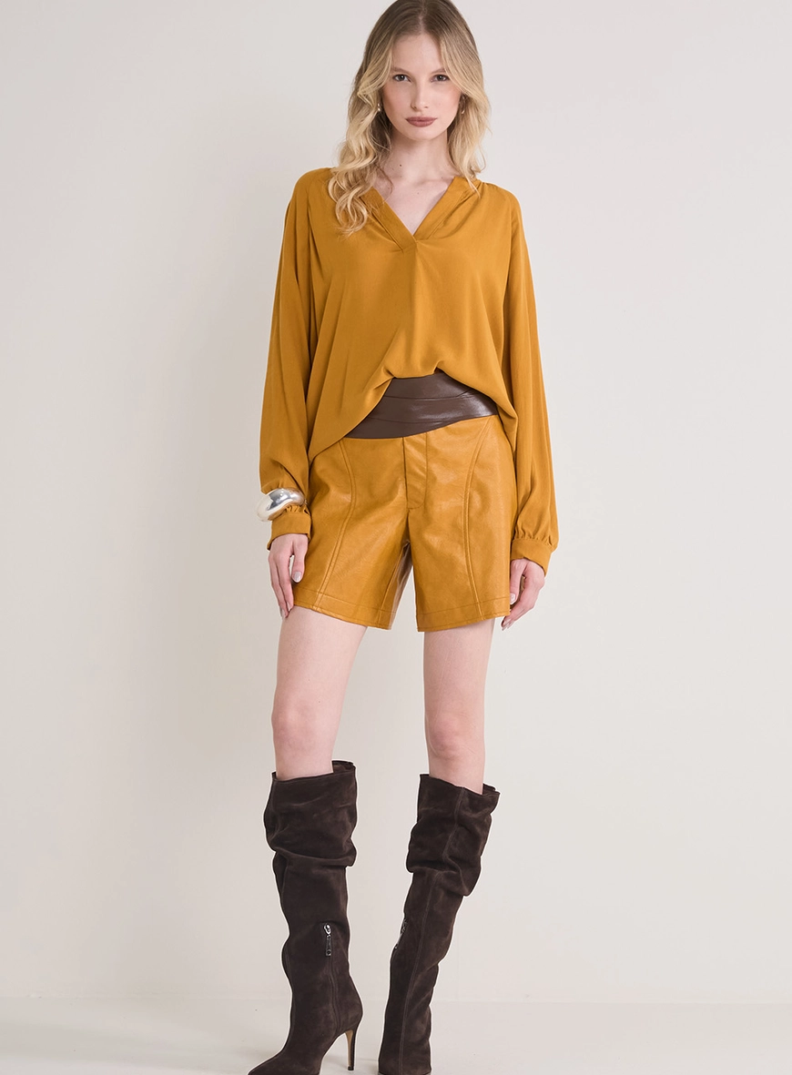 Blusa Bata Manga Longa Amarelo