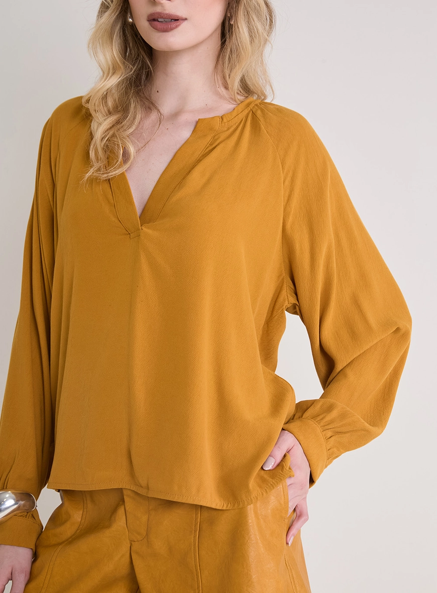 Blusa Bata Manga Longa Amarelo