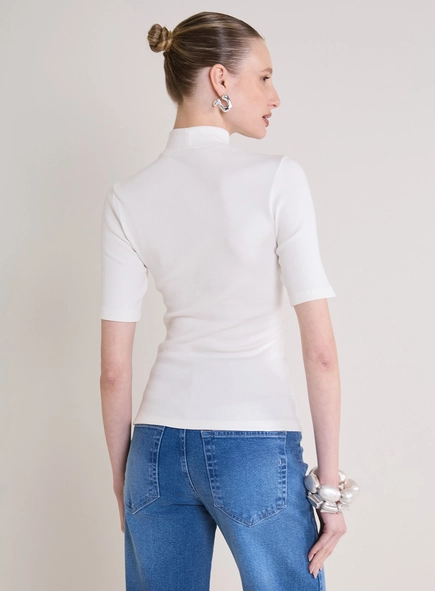 Camiseta Feminina Justa Canelada Gola Alta