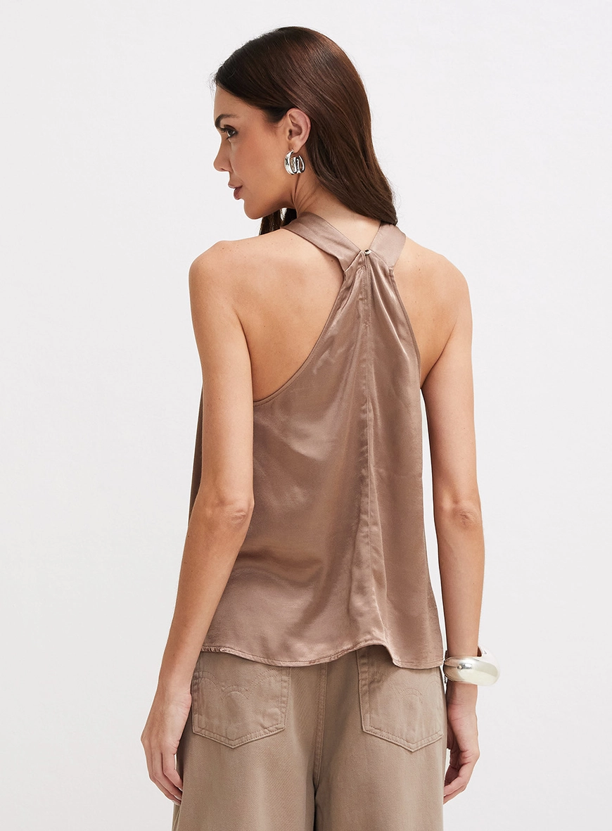 Blusa Solta Transpassada Marrom