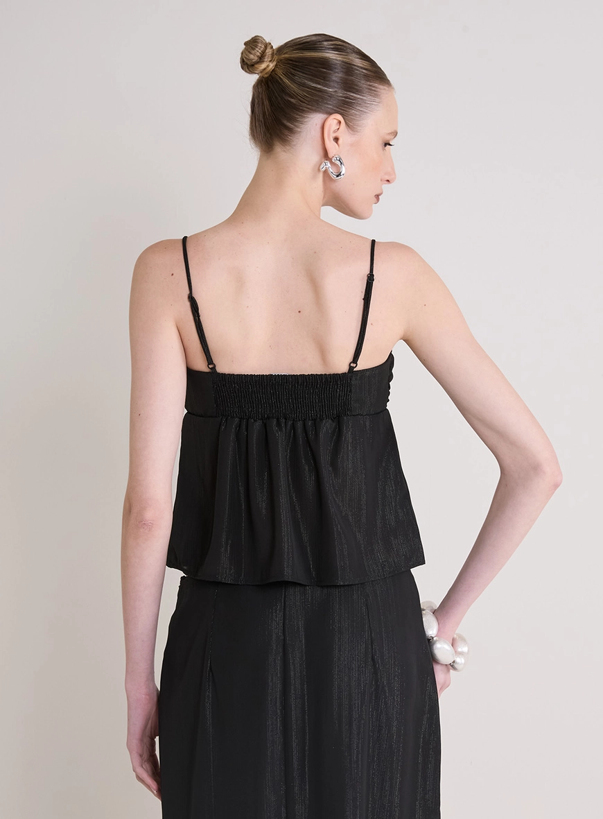 Blusa De Alça Com Lastex Preto