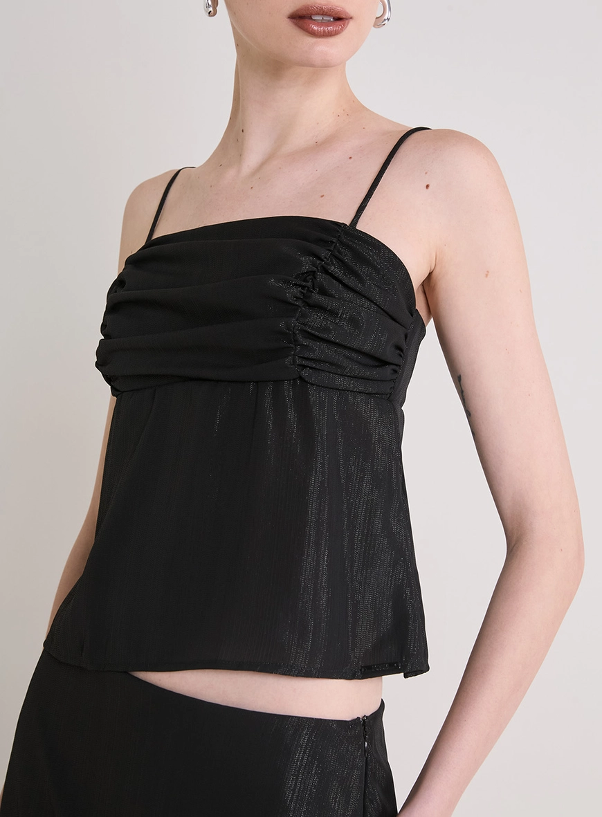 Blusa De Alça Com Lastex Preto