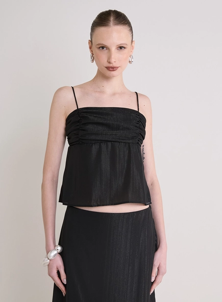 Blusa De Alça Com Lastex