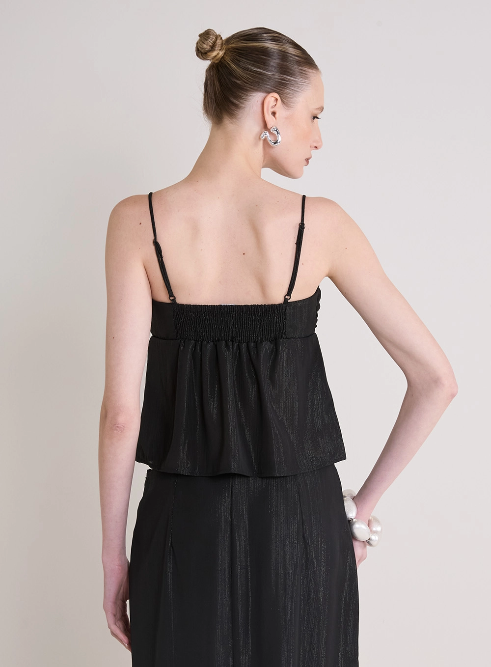 Blusa De Alça Com Lastex Preto 2