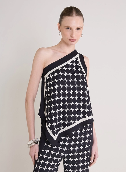 Blusa Estampada Assimétrica