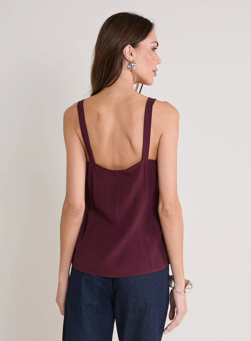 Blusa De Alça Com Detalhe Assimétrico Bordô