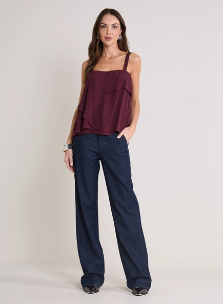 Blusa De Alça Com Detalhe Assimétrico
