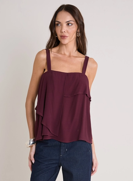 Blusa De Alça Com Detalhe Assimétrico