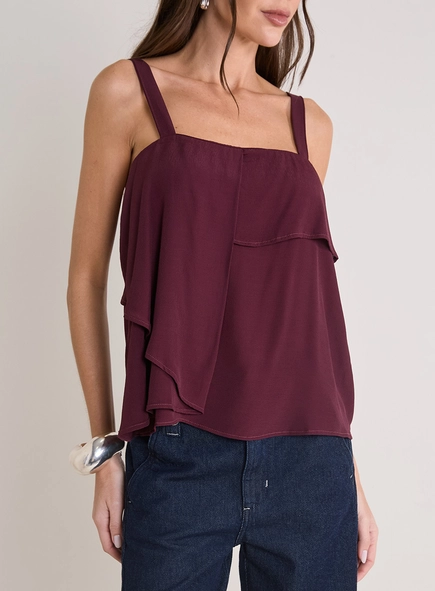 Blusa De Alça Com Detalhe Assimétrico