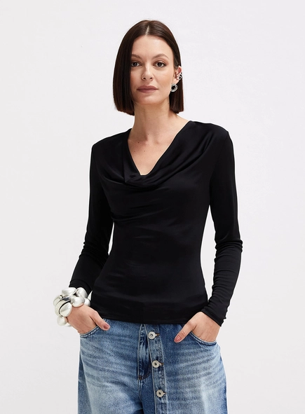 Blusa Manga Longa Com Decote V