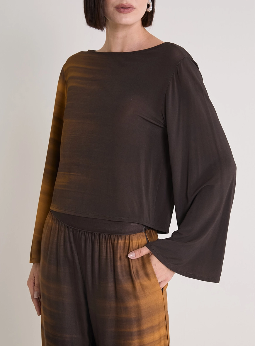 Blusa Solta Manga Longa Golden Gradient Estampados