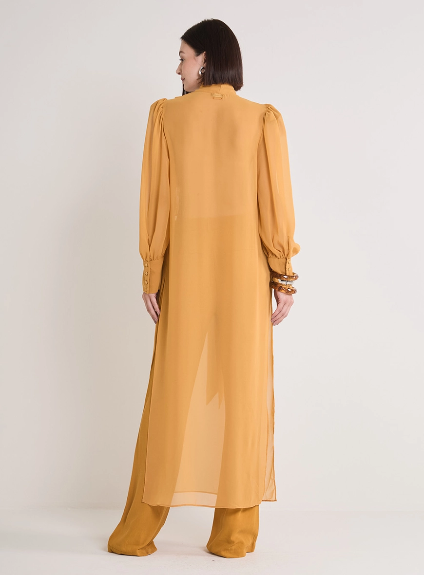 Blusa Alongada Com Fendas Laterais Amarelo