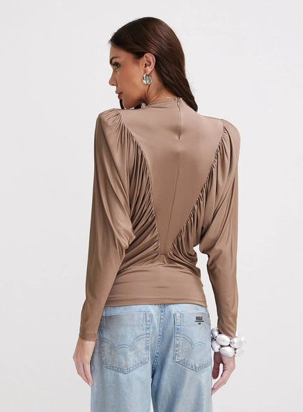 Blusa Manga Longa Com Drapeado