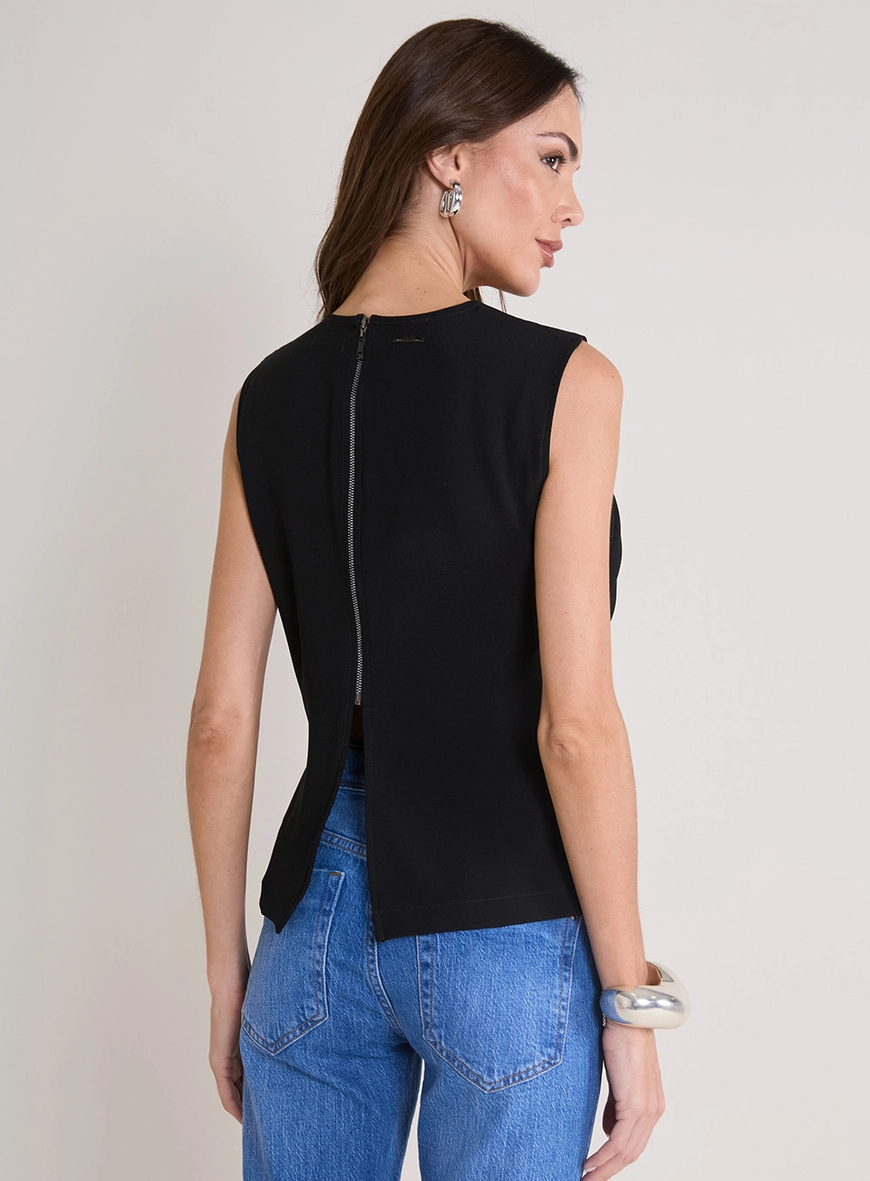Blusa Acinturada Detalhe Transpassado Preto