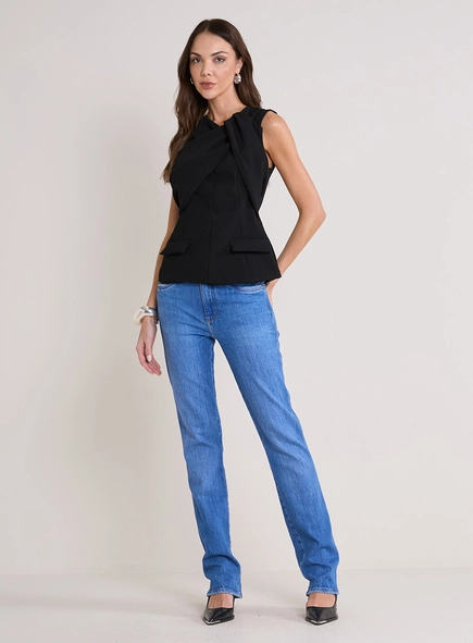 Blusa Acinturada Detalhe Transpassado