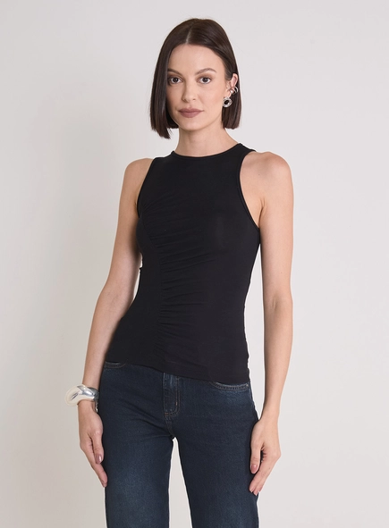 Regata Feminina Slim Com Drapeado