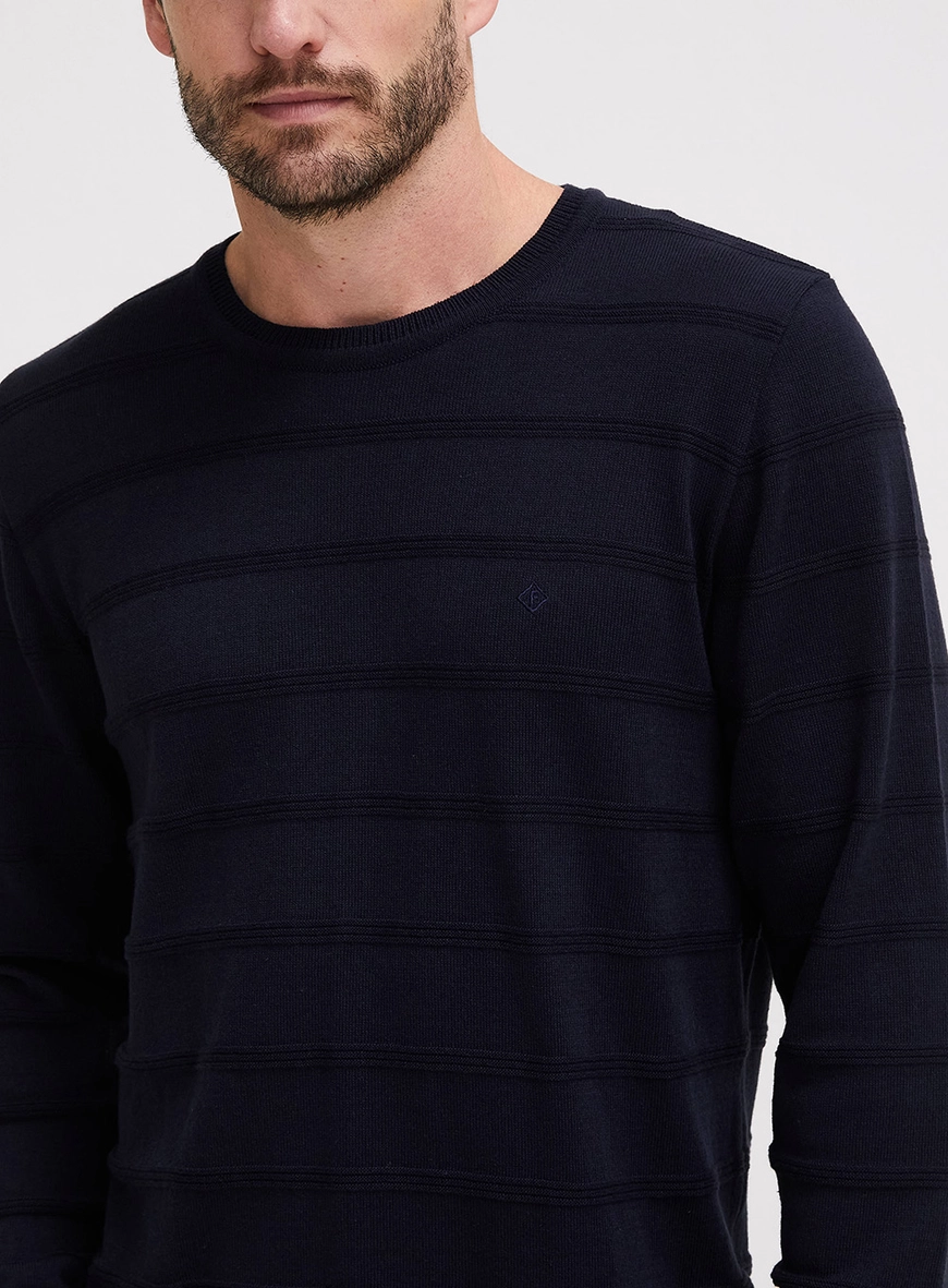 Blusão Masculino Tricô Jacquard Azul