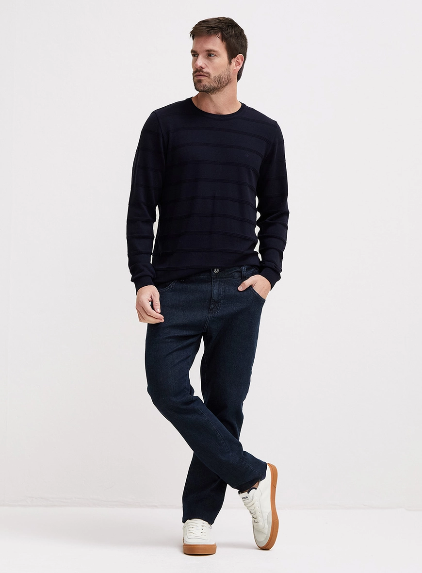 Blusão Masculino Tricô Jacquard Azul
