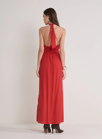 Vestido Longo Acinturado Frente Única