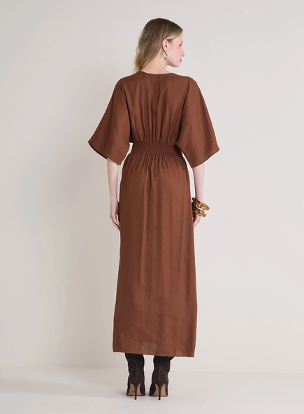 Vestido Longo Reto Decote Com Elástico