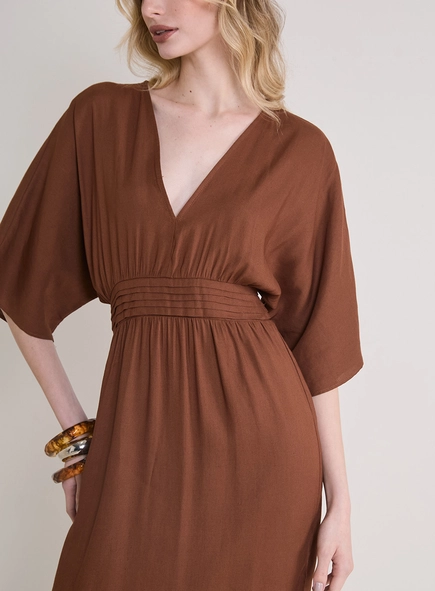 Vestido Longo Reto Decote Com Elástico