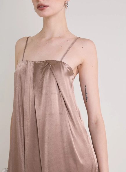 Vestido Curto Com Pregas Acetinado