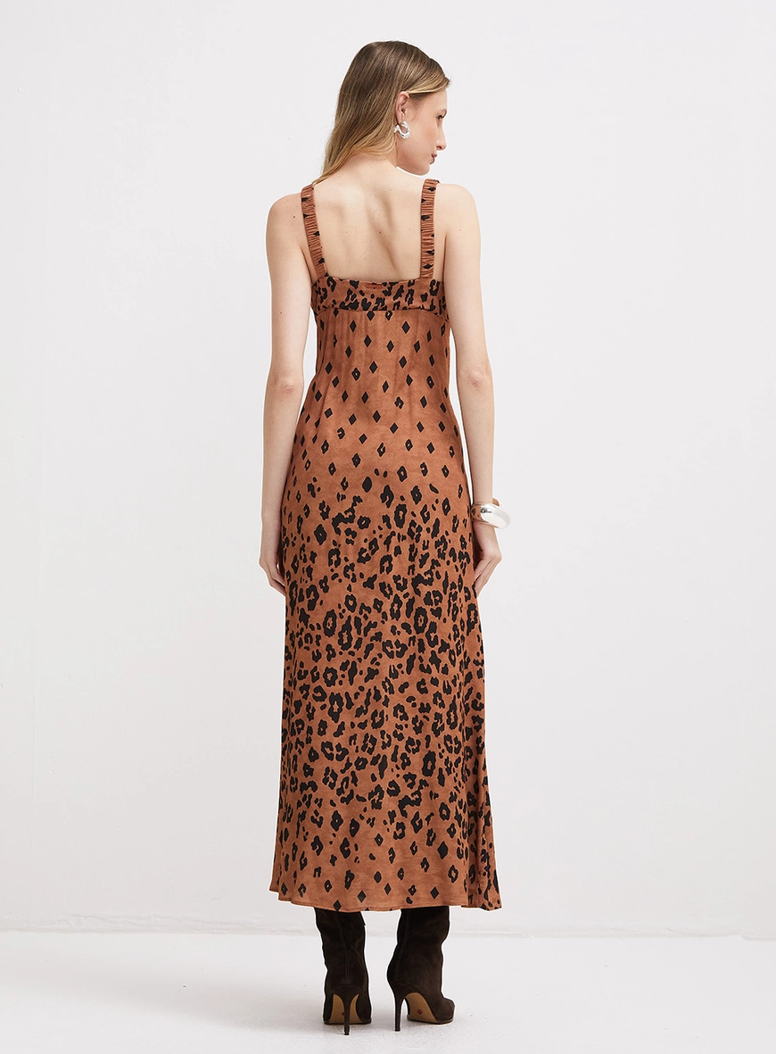 Vestido Midi Amplo Animal Print Geo Estampados