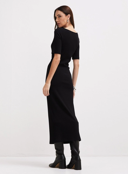 Vestido Longo Justo Canelado