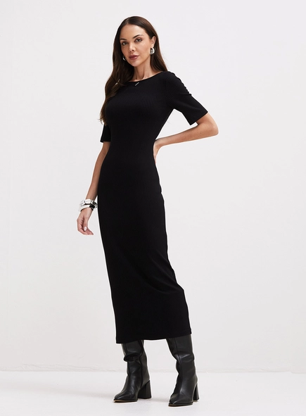 Vestido Longo Justo Canelado