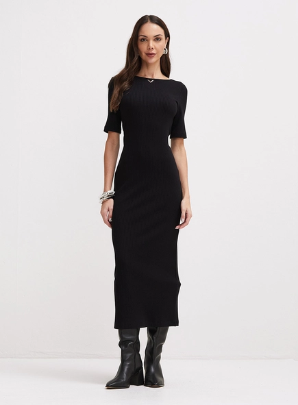 Vestido Longo Justo Canelado