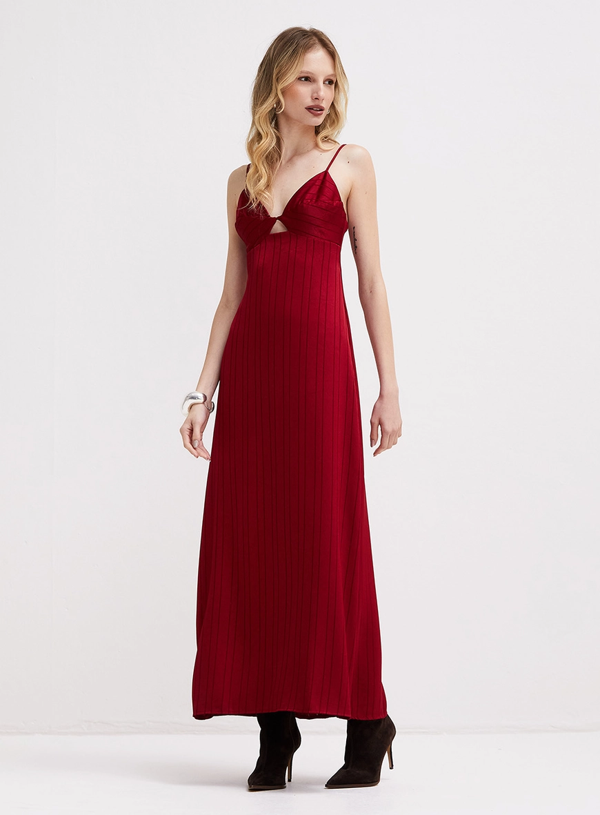 Vestido Maxi Midi Com Listras Vermelho