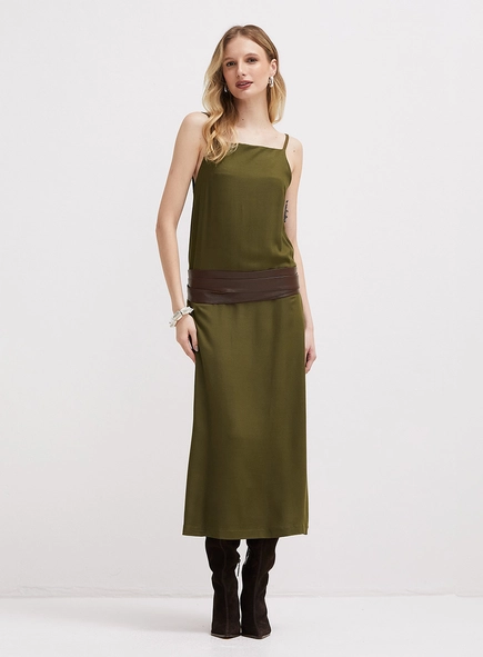 Vestido Midi Reto De Alças