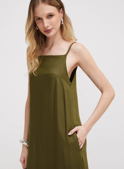Vestido Midi Reto De Alças