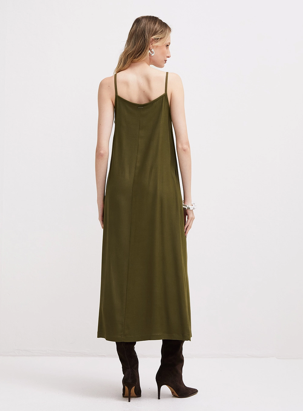 Vestido Midi Reto De Alças Verde 2