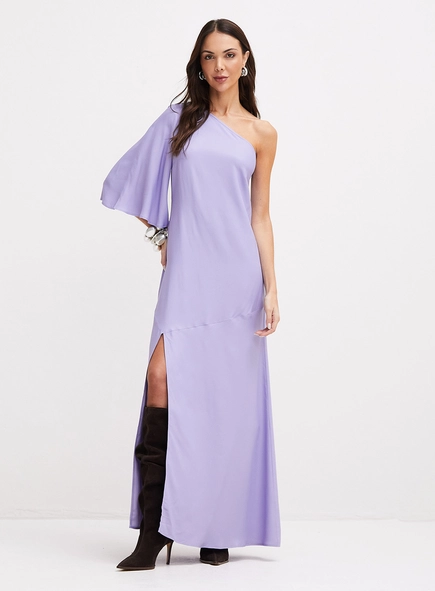 Vestido Longo De Uma Manga E Fenda