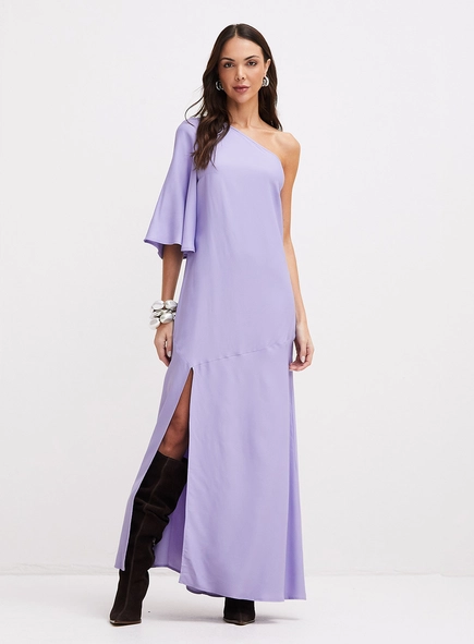 Vestido Longo De Uma Manga E Fenda