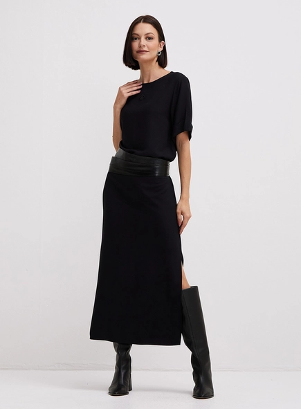 Vestido Midi Estilo T-shirt Com Fenda