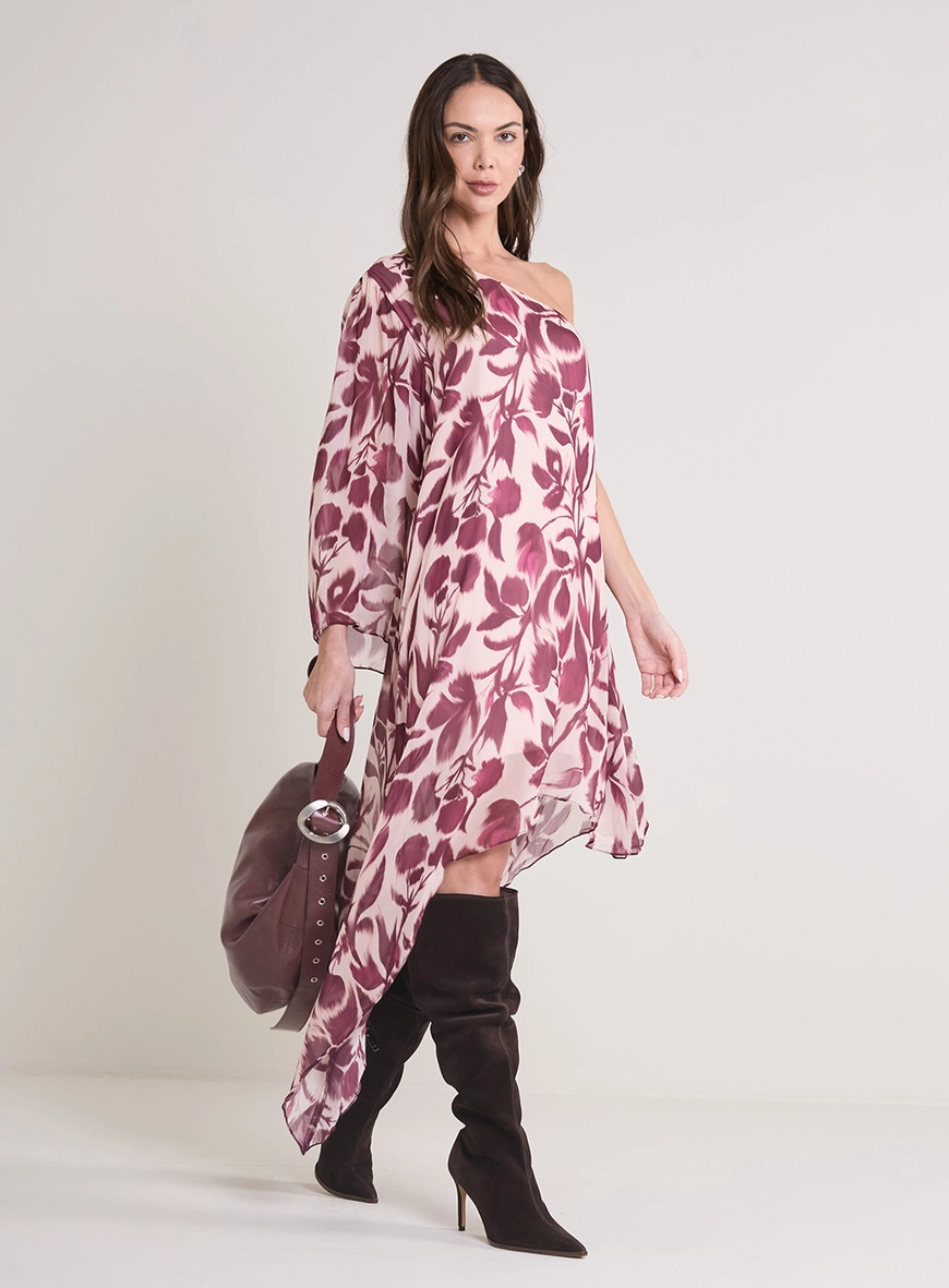Vestido Curto Assimétrico Estampado Estampados