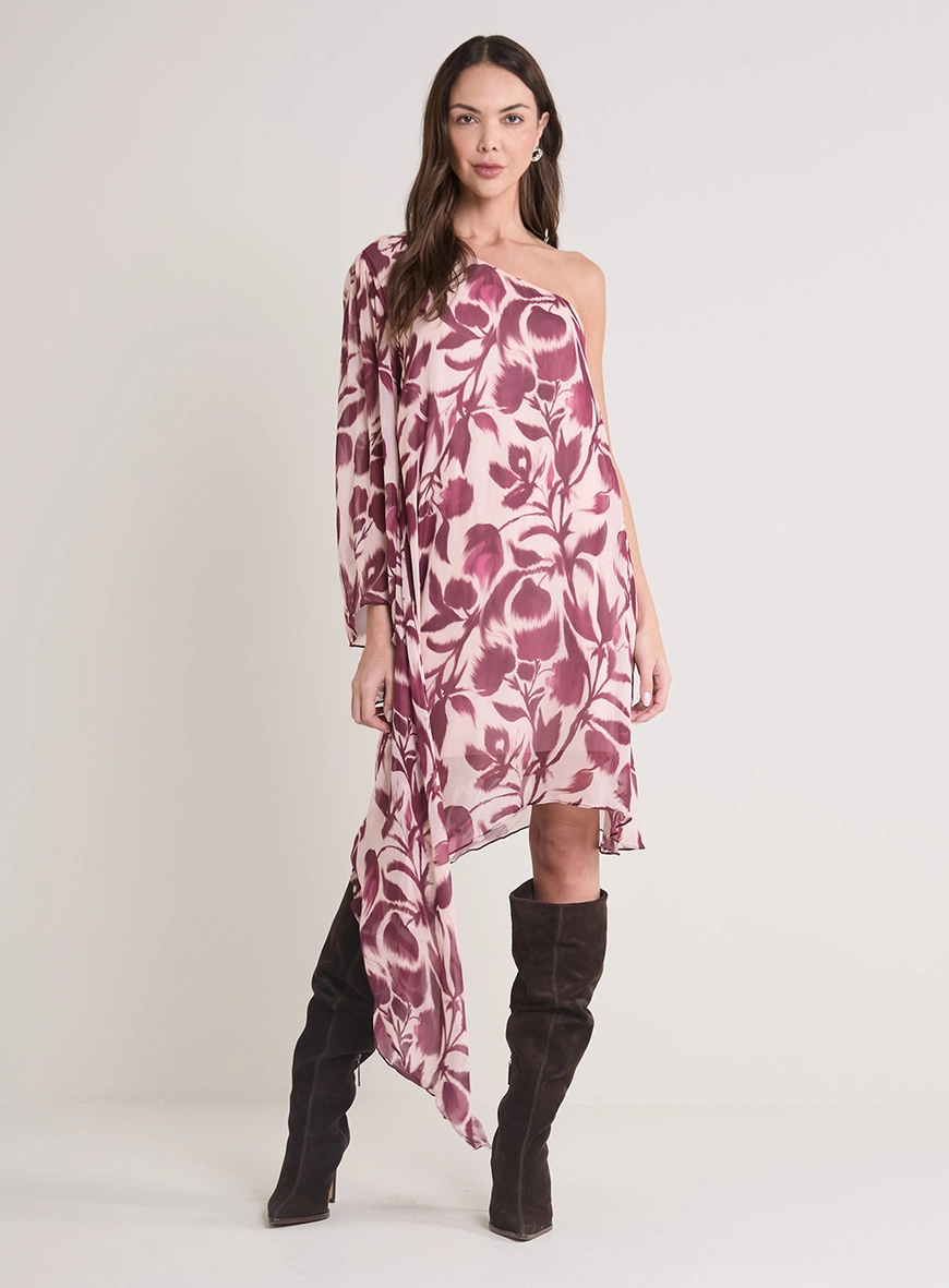 Vestido Curto Assimétrico Estampado Estampados