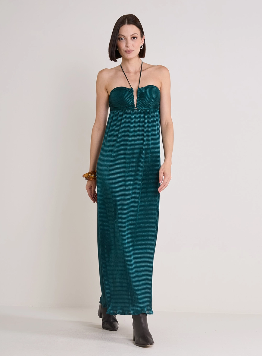 Vestido Longo Texturizado Verde