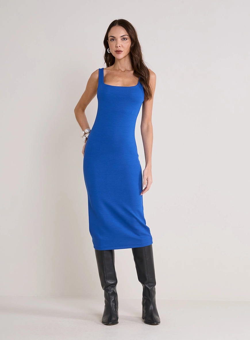 Vestido Midi Justo Azul