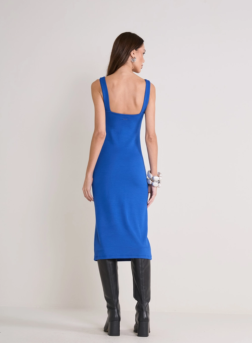 Vestido Midi Justo Azul